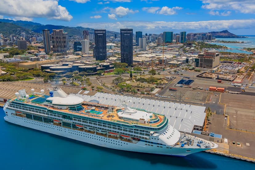 Big Ship Anchored In Hawaii